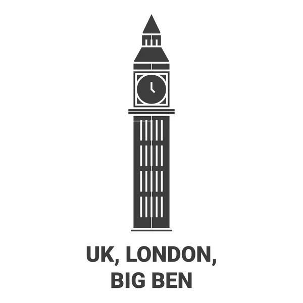 Inglaterra Londres Big Ben Viagem Marco Linha Vetor Ilustração — Vetor de Stock