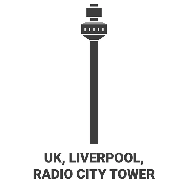 Anglia Liverpool Radio City Tower Utazás Mérföldkő Vonal Vektor Illusztráció — Stock Vector