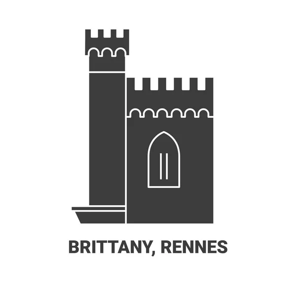 France Brittany Rennes Travel Landmark Line Vector Illustration — Stock Vector