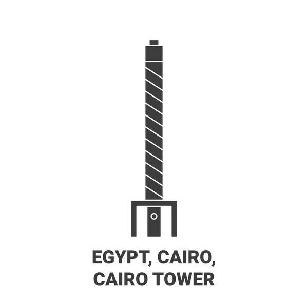 Egypt Cairo Cairo Tower Travel Landmark Line Vector Illustration — Stock Vector