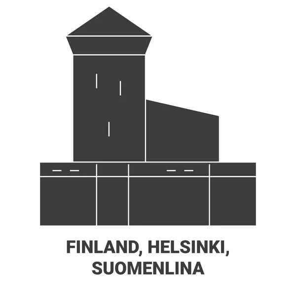 Finland Helsinki Suomenlina Travel Landmark Line Vector Illustration — Stock Vector