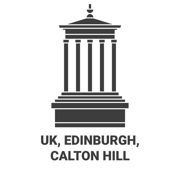 England Edinburgh Calton Hill Reise Meilenstein Linienvektorillustration — Stockvektor