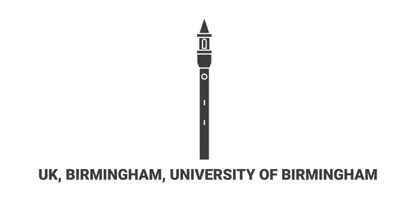 Anglia Birmingham University Birmingham Utazás Mérföldkő Vonal Vektor Illusztráció — Stock Vector