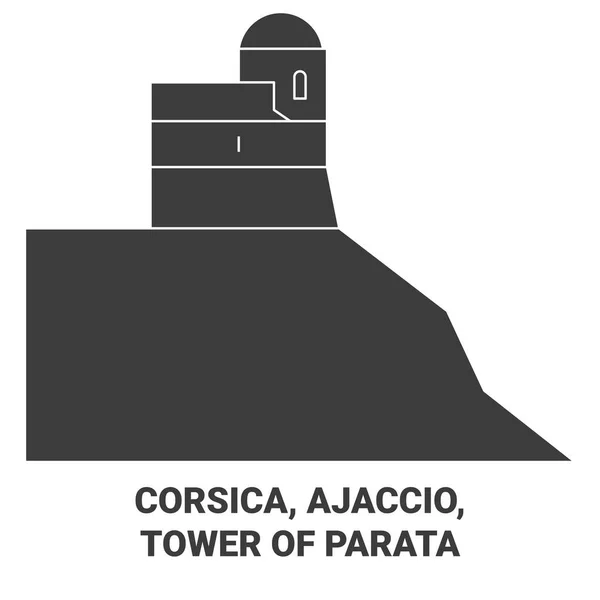 France Corse Ajaccio Tour Parata Illustration Vectorielle Ligne Voyage — Image vectorielle