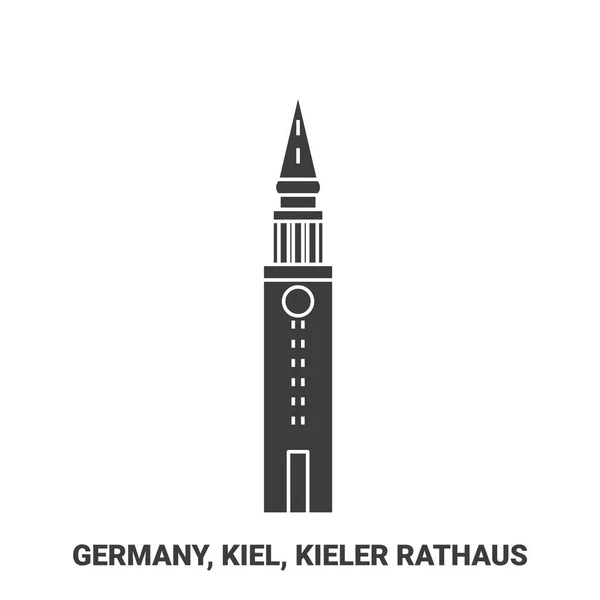 Duitsland Kiel Kieler Rathaus Reizen Oriëntatiepunt Lijn Vector Illustratie — Stockvector