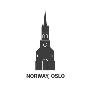 Norway, Oslo travel landmark line vector illustration clipart