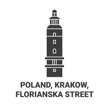 Polonya, Krakow, Florianska Caddesi seyahat çizgisi çizimi
