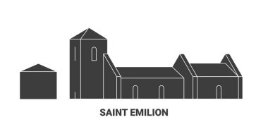 Fransa ve Saint Emilion seyahat çizgisi vektör ilüstrasyonu