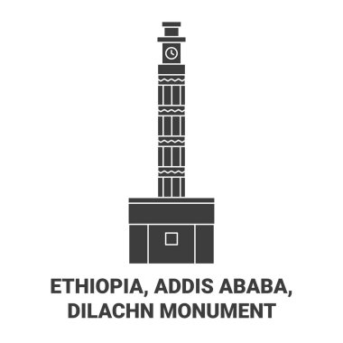 Etiyopya, Addis Ababa, Dilachn Anıtı seyahat çizgisi vektör çizimi