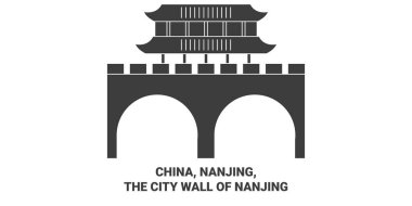 Çin, Nanjing, Nanjing Şehir Duvarı seyahat çizgisi çizgisi çizimi