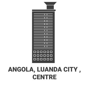 Angola, Luanda City , Centre travel landmark line vector illustration clipart