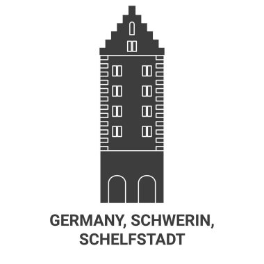 Almanya, Schwerin, Schelfstadt seyahat çizgisi vektör ilüstrasyonu