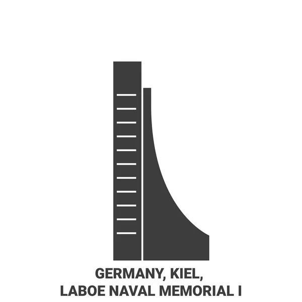 Allemagne Kiel Mémorial Naval Laboe Illustration Vectorielle Ligne Repère Voyage — Image vectorielle