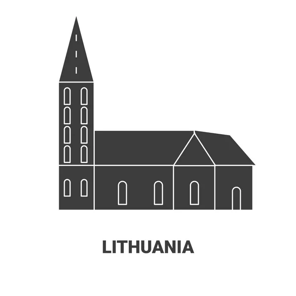 リトアニア旅行のランドマークラインベクトル図 — ストックベクタ