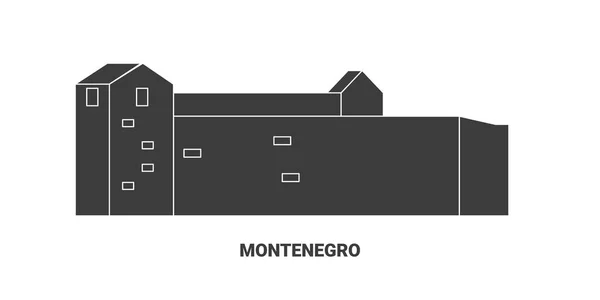 Czarnogóra Podróży Punkt Orientacyjny Linia Wektor Ilustracja — Wektor stockowy