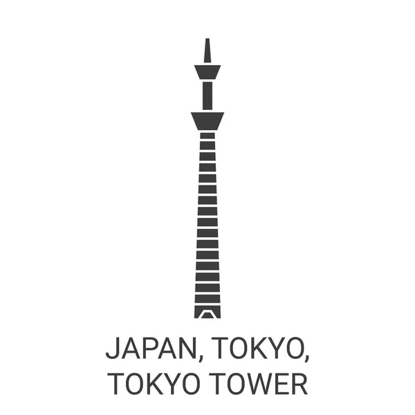 Japan Tokyo Tokyo Tower Resa Landmärke Linje Vektor Illustration — Stock vektor