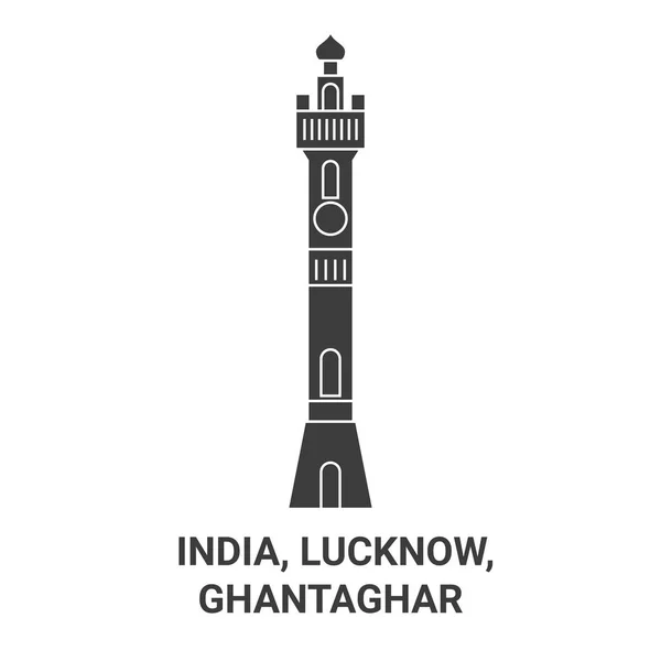 インド Lucknow Gantaghar旅行ランドマークラインベクトル図 — ストックベクタ