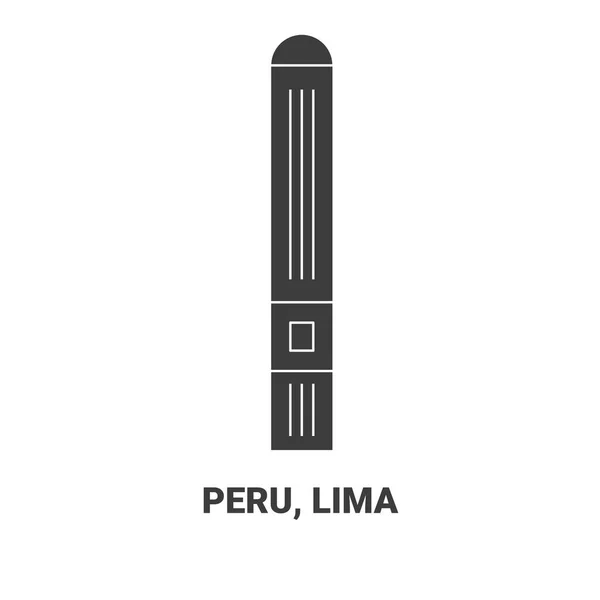 Peru Lima Travel Landmark Line Vector Illustration — Stock Vector