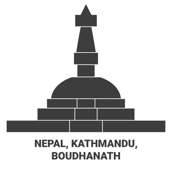 Nepal Katmandu Boudhanath Seyahat Çizgisi Vektör Ilüstrasyonu — Stok Vektör