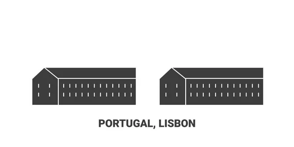Portugalia Lizbona Podróży Punkt Orientacyjny Linia Wektor Ilustracja — Wektor stockowy