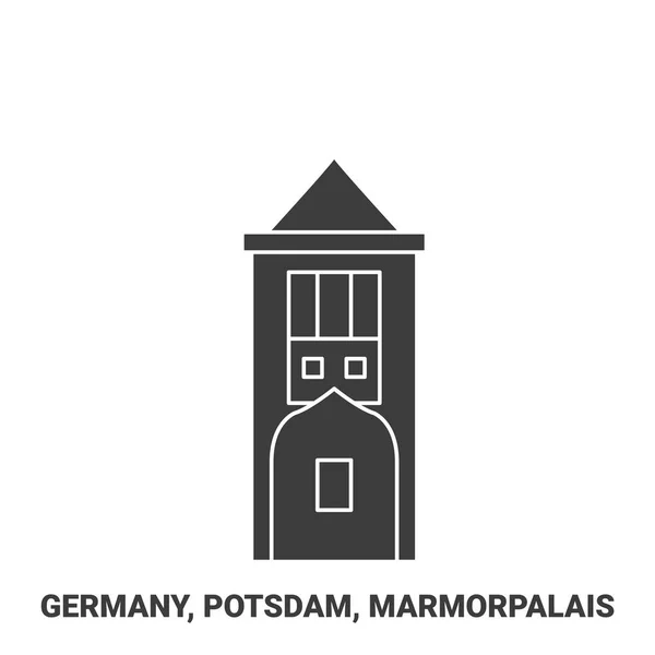 ドイツ ポツダム Marmorpalais旅行ランドマークラインベクトルイラスト — ストックベクタ