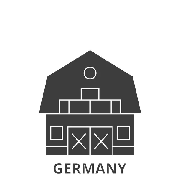 Tyskland Farm House Resa Landmärke Linje Vektor Illustration — Stock vektor