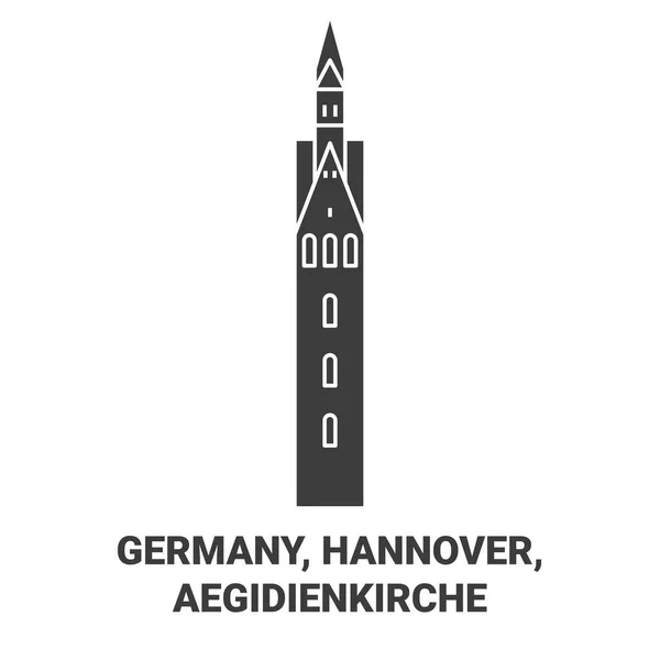 Tyskland Hannover Aegidienkirche Resa Landmärke Linje Vektor Illustration — Stock vektor