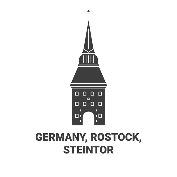 Germany Rostock Steintor Travel Landmark Line Vector Illustration — Stock Vector