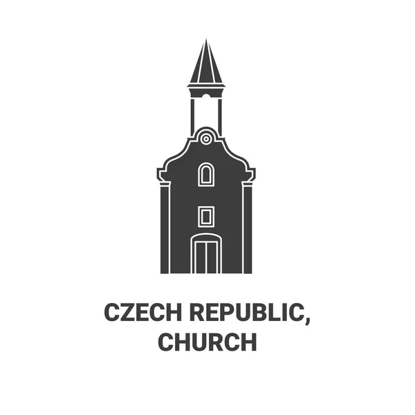 Czech Republic 教会旅行のランドマーク線ベクトルイラスト — ストックベクタ