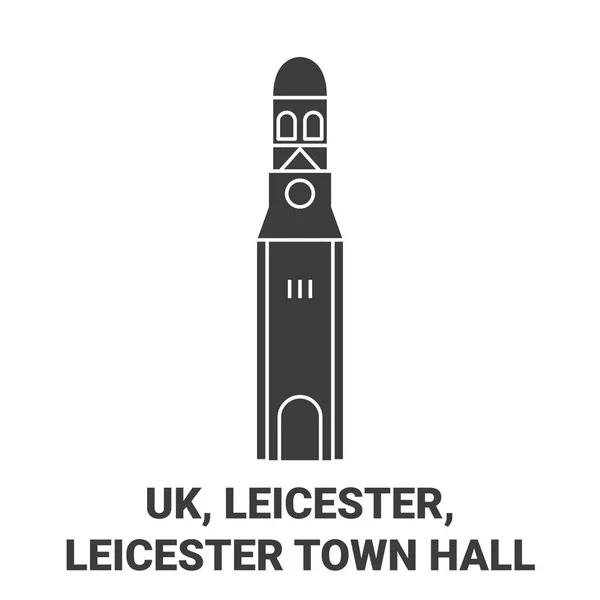 England Leicester Leicester Town Hall Resa Landmärke Linje Vektor Illustration — Stock vektor
