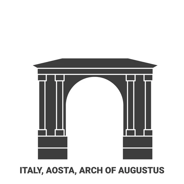 イタリア Aosta アーチ オーガスタス旅行のランドマークラインベクトルイラスト — ストックベクタ