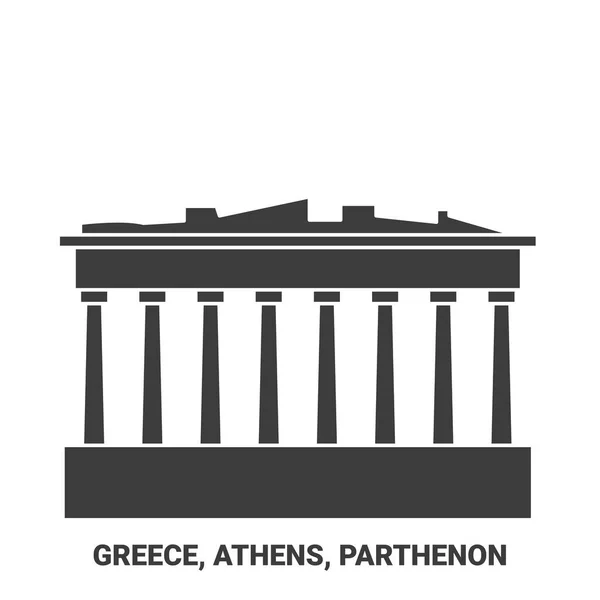ギリシャ アテネ パルテノン旅行ランドマークラインベクトル図 — ストックベクタ