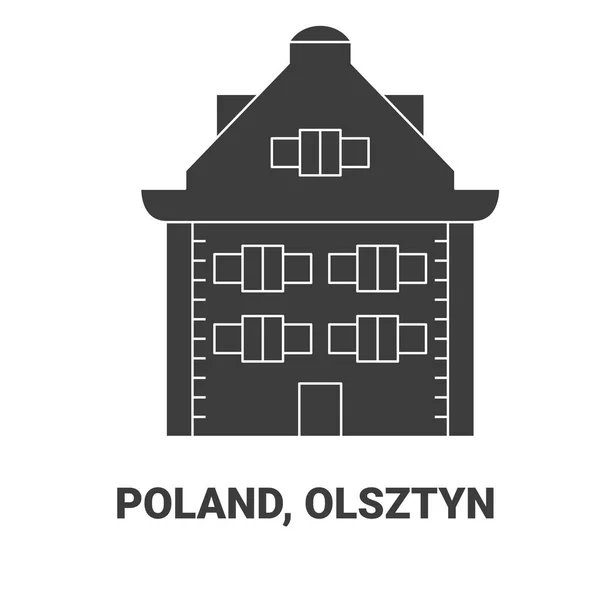 Polónia Olsztyn Viagem Marco Linha Vetor Ilustração — Vetor de Stock