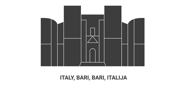Italie Bari Bari Italija Illustration Vectorielle Ligne Repère Voyage — Image vectorielle