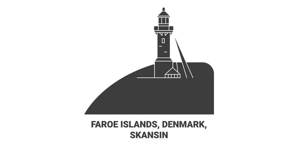 Δανία Νήσοι Φερόε Skansin Ταξιδιωτική Απεικόνιση Φορέα Γραμμής Ορόσημο — Διανυσματικό Αρχείο
