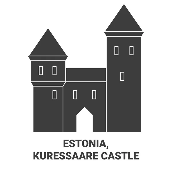 Estônia Kuressaare Castelo Viagem Marco Linha Vetor Ilustração —  Vetores de Stock