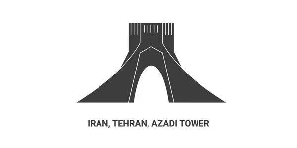 Irán Teherán Azadi Tower Ilustración Vector Línea Referencia Viaje — Vector de stock
