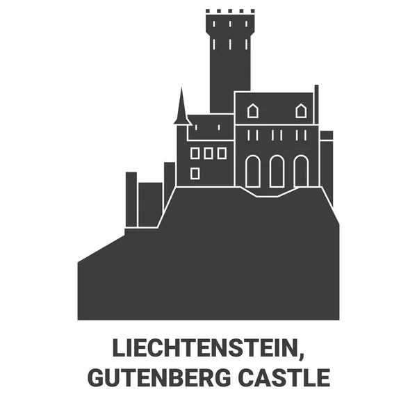 Liechtenstein Gutenberg Castelo Viagem Marco Linha Vetor Ilustração — Vetor de Stock