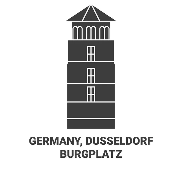 Deutschland Düsseldorfer Burgplatz Reise Meilenstein Linienvektorillustration — Stockvektor