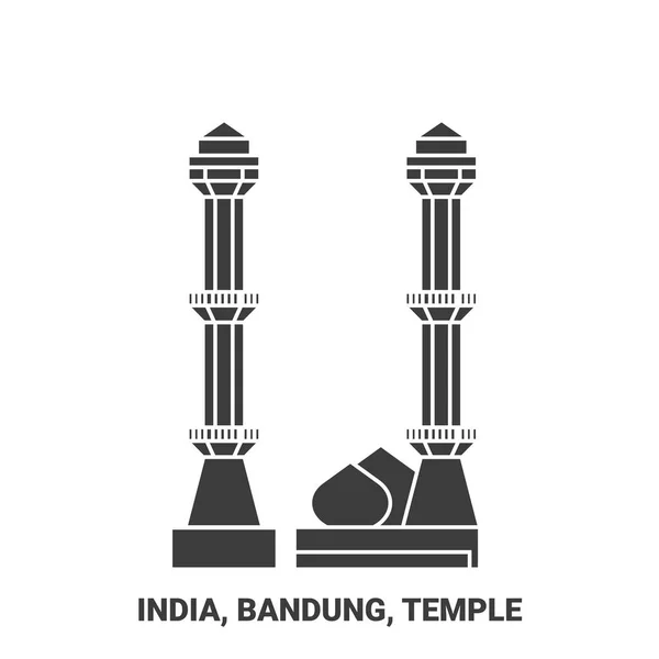 Hindistan Bandung Seyahat Landsmark Seyahat Çizgisi Vektör Ilüstrasyonu — Stok Vektör