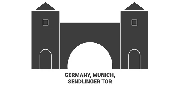 Németország München Sendlinger Tor Utazás Mérföldkő Vonal Vektor Illusztráció — Stock Vector