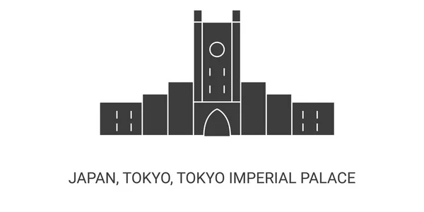 Japan Tokio Kaiserpalast Tokio Reise Meilenstein Linienvektorillustration — Stockvektor