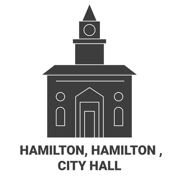 Canadá Hamilton Hamilton City Hall Viaje Hito Línea Vector Ilustración — Vector de stock