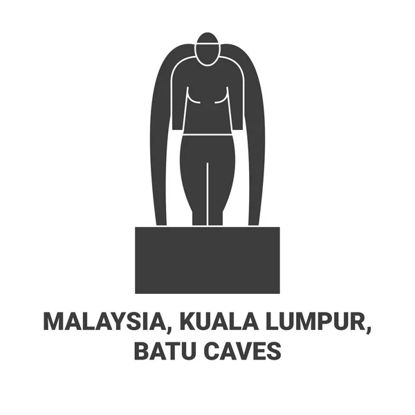 マレーシア クアラルンプール バトゥ洞窟旅行ランドマークラインベクトルイラスト — ストックベクタ