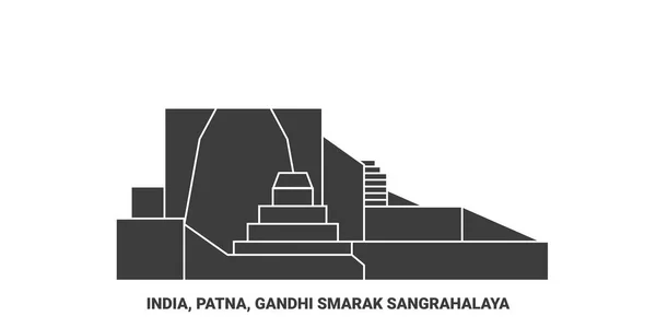 India Patna Gandhi Smarak Sangrahalaya Travel Landmark Line Vector Illustration — Stock Vector