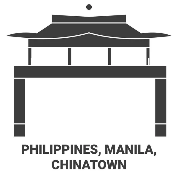 Filipíny Manila Čínská Čtvrť Cestovní Orientační Linie Vektorové Ilustrace — Stockový vektor