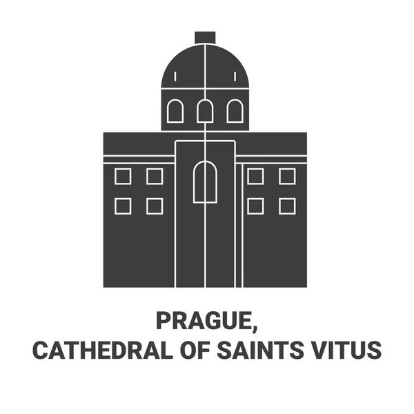 République Tchèque Prague Cathédrale Des Saints Vitus Illustration Vectorielle Ligne — Image vectorielle