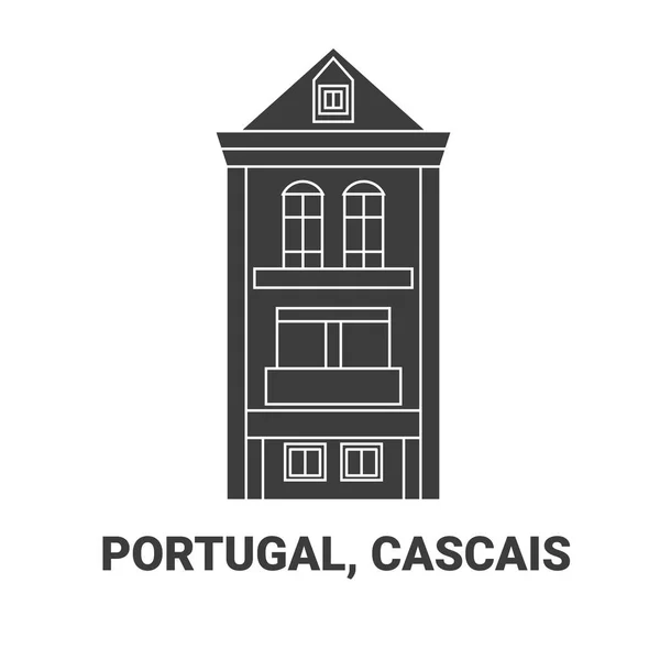 Portugal Cascais Resa Landmärke Linje Vektor Illustration — Stock vektor