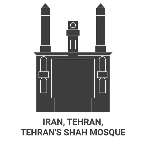 Iran Tehran Tehrans Shah Mosque Travel Landmark Line Vector Illustration — Stock Vector
