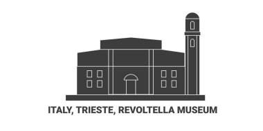 İtalya, Trieste, Revoltella Müzesi, seyahat çizgisi vektör ilüstrasyonu